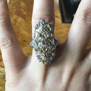 Natural Citrine Sterling Silver Cocktail Ring Size 8